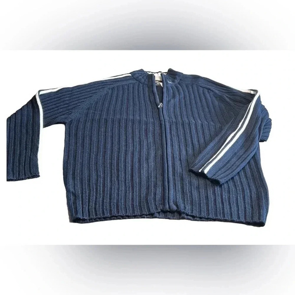 Y2K, vtg Chunky knit cable zip ,sweater,jacket,NEW ,blue,preppy - Picture 12 of 12